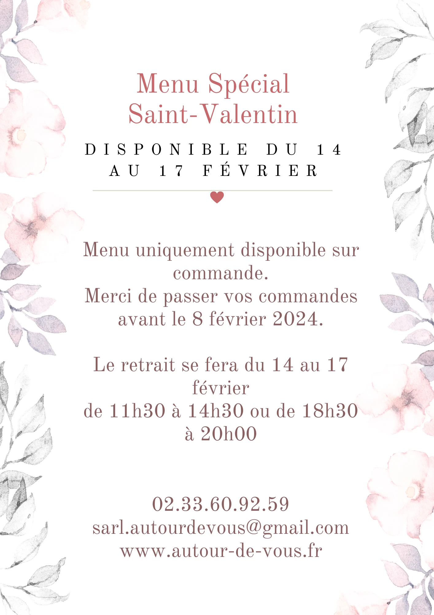 MODALITÉS COMMANDE SAINT VALENTIN - Traiteur SAINT VALENTIN Granville